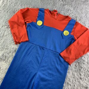Super Mario Bros Costume Youth Large Red Blue Yellow Halloween Cosplay Jumpsuit